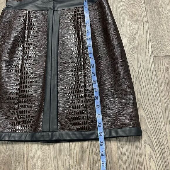 mark. Brown Black Faux Leather Sheath Dress Embossed Animal Print Size Medium - Picture 6 of 12